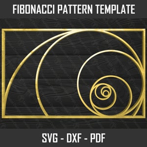 Diseño vectorial de secuencia de Fibonacci, patrón de proporción áurea cortado con láser DXF, diseño de decoración de pared, archivos de corte SVG, PDF digital para corte por láser,