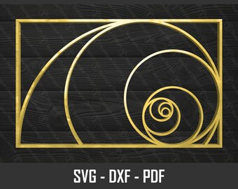 Fibonacci Sequence Vector Design, Golden Ratio Pattern Laser Cut DXF, Wall Decor Design, SVG Cutting Files, Digital PDF For Lasercutting,