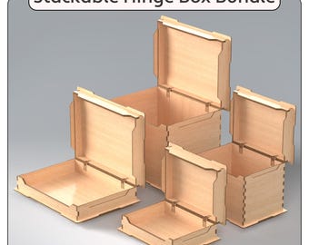 Laser Cut Box SVG Bundle, Stackable Hinged Storage Box, A4 A5 Plywood Box, 3mm DXF PDF Files, Digital Download