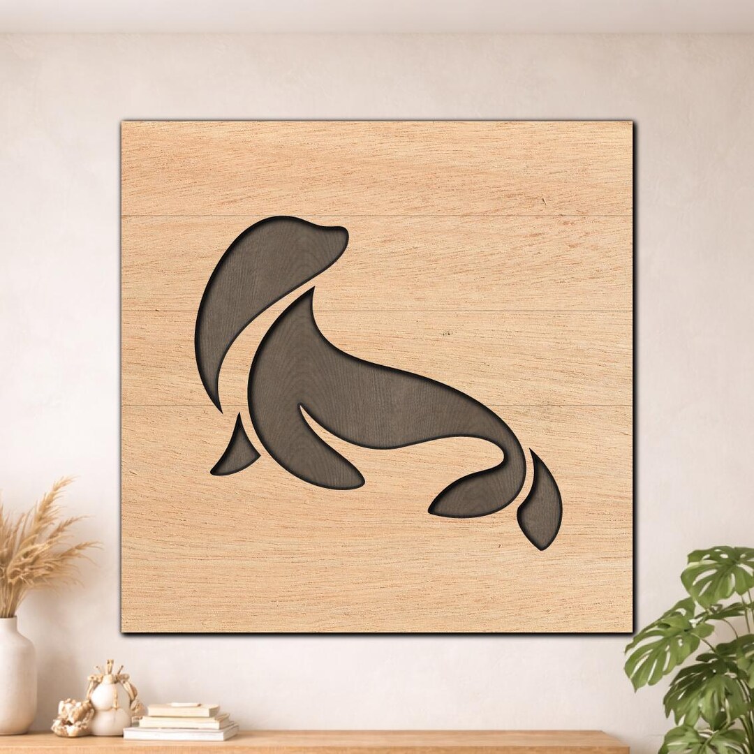Multi Point Seal Vector 3D Multi Layer Seal SVG PDF DXF – 3 Layer Marine Mammal Design for ...