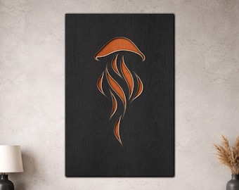 Multilayer Jellyfish SVG PDF DXF – 3 Layer Fishes Design for Laser Cutting | Wooden Fish Wall Art | Layered Wood Design