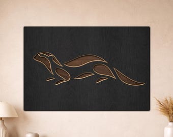 Otter SVG File, Minimal Animal Wall Art, Layered Otter Laser Cut Design, Glowforge Cricut Download, Modern Nature Decor
