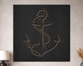3 Layer Coastal Anchor SVG, Nautical Laser Cut Wall Art, Beach House Ocean Decor Design