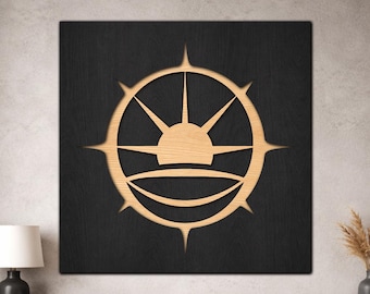 Compass Rose Sun SVG, 3 Layer Coastal Laser Cut File, Nautical Sun Wall Art, Layered Wood Decor Download