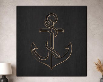 Layered Nautical Anchor SVG, 3 Layer Wall Art Design, Coastal Laser Cut Decor, Marine File