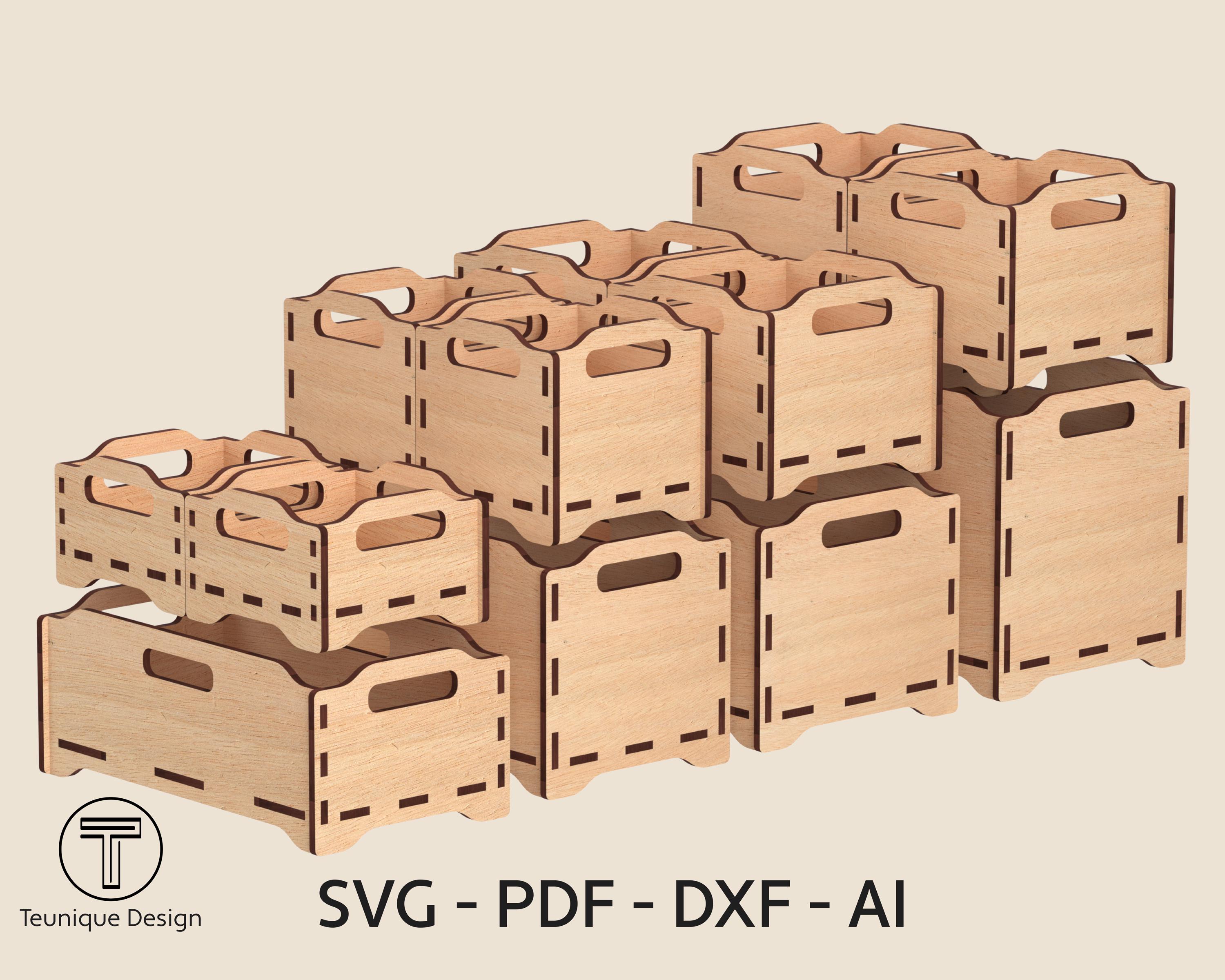 Modular Stackable Crate Bundle | Storage Boxes Laser Cutting Files ...