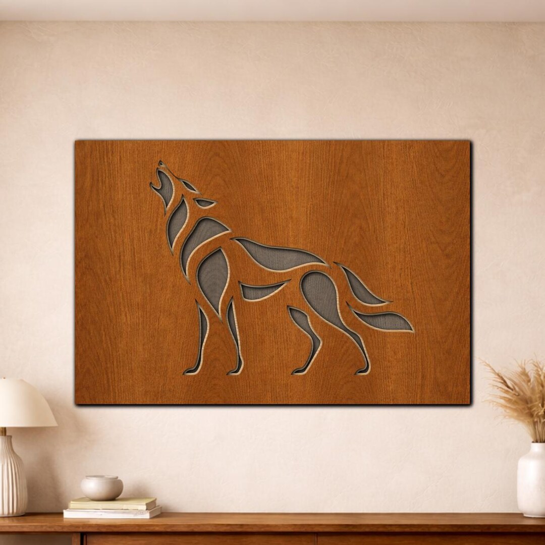 3D Wolf SVG, Layered Wolf Wall Art File, Mystical Laser Cut Design ...