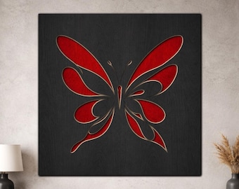 3D Multi Layer Butterfly SVG PDF DXF – 3 Layer Design for Laser Cutting | Wooden Wall Art | Layered Paper cut art Design Silhouette