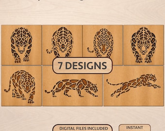 Layered Jaguar Bundle SVG PDF DXF – 3 Layer Cat Design for Laser Cutting | Wooden Wall Art | Layered Paper Cut Design