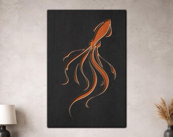 Multilayer Squid SVG PDF DXF – 3 Layer Fishes Design for Laser Cutting | Wooden Fish Wall Art | Layered Wood Design