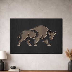Layered Buffalo SVG PDF DXF – 3 Layer Bison Design for Laser Cutting | Wooden Wall Art | Layered Paper Cut Design