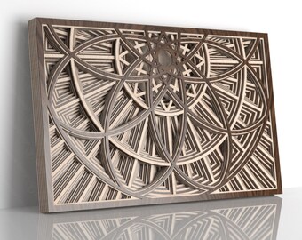 Multi Layer Wall Art Laser Cut Files, 12 Layer Mandala Design, SVG, DXF, PDF Laser Ready Files, Framed Layered Wood, Cutting Templates