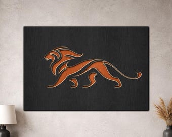 Layered Lion SVG PDF DXF – 3 Layer Cat Design for Laser Cutting | Wooden Wall Art | Layered Paper Cut Design