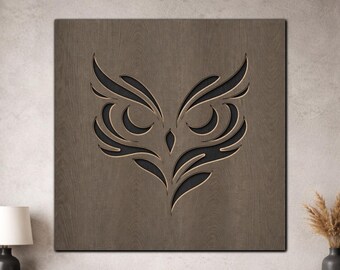 Multilayer Owl SVG PDF DXF – 3 Layer Owl Design for Laser Cutting | Wooden Owl Wall Art | Layered Wood Design