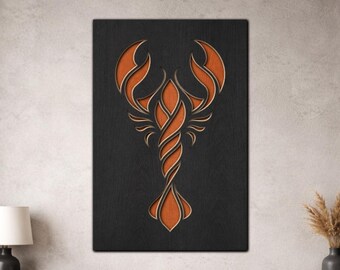 Multilayer Lobster SVG PDF DXF – 3 Layer Fishes Design for Laser Cutting | Wooden Fish Wall Art | Layered Wood Design