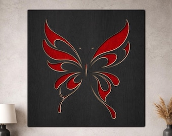 3D Layered Butterfly SVG PDF DXF – 3 Layer Design for Laser Cutting | Wooden Wall Art | Layered Paper cut art Design Silhouette
