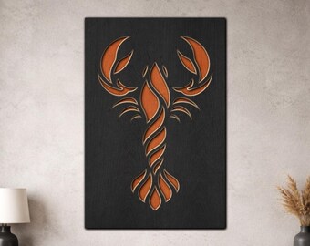 Multilayer Lobster SVG PDF DXF – 3 Layer Fishes Design for Laser Cutting | Wooden Fish Wall Art | Layered Wood Design