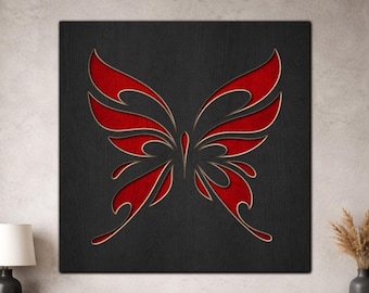 3D Layered Butterfly SVG PDF DXF – 3 Layer Design for Laser Cutting | Wooden Wall Art | Layered Paper cut art Design Silhouette