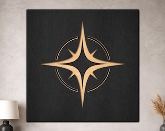 Flowing Compass Rose SVG, 3 Layer Nautical Star Laser Cut File, Decorative Coastal Wall Art, Digital Download