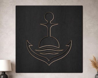 Modern Anchor Wall Art SVG, 3 Layer Coastal Design, Nautical Laser Cut File, Beach Decor