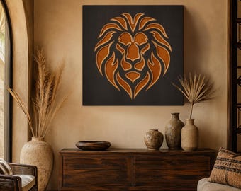 Lion SVG, Layered Lion Wall Art File, Safari Animal Laser Cut Design, Glowforge Cricut SVG, Wildlife Decor Download