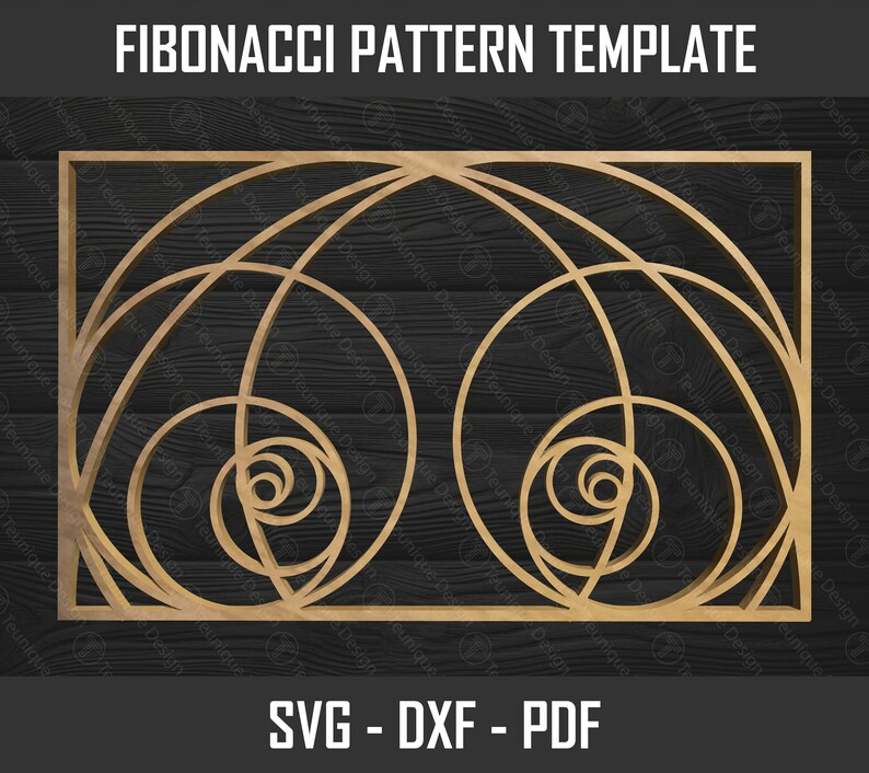 Fibonacci Sequence Vector Design, Golden Ratio Pattern Laser Cut DXF ...
