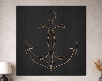 3 Layer Anchor Laser Cut File, Coastal Wall Art SVG, Nautical Decor, Beach House Anchor Design