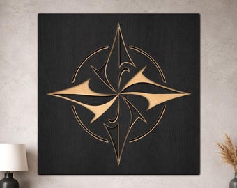 Compass Rose SVG, 3 Layer Nautical Star Laser Cut File, Minimal Beach House Wall Art Download