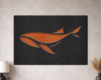 Multilayer Whale SVG PDF DXF – 3 Layer Fishes Design for Laser Cutting | Wooden Fish Wall Art | Layered Wood Design