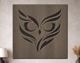 Multilayer Owl SVG PDF DXF – 3 Layer Owl Design for Laser Cutting | Wooden Owl Wall Art | Layered Wood Design