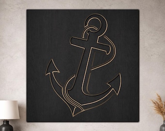 3 Layer Anchor Wall Art SVG, Nautical Laser Cut File, Coastal Beach House Decor, Layered Anchor Design