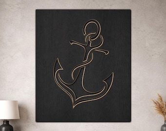 Anchor Laser Cut SVG, 3 Layer Nautical Wall Art, Coastal Ocean Decor, Beach House File
