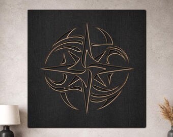 Compass Rose Nautical Star SVG, 3 Layer Laser Cut File, Coastal Home Decor, Layered Wood Wall Art, Digital Download