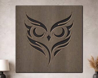 Multilayer Owl SVG PDF DXF – 3 Layer Owl Design for Laser Cutting | Wooden Owl Wall Art | Layered Wood Design