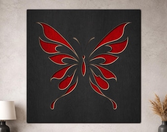 3D Layered Butterfly SVG PDF DXF – 3 Layer Design for Laser Cutting | Wooden Wall Art | Layered Paper cut art Design Silhouette