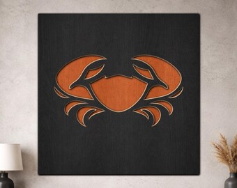 Multilayer Crab SVG PDF DXF – 3 Layer Fishes Design for Laser Cutting | Wooden Fish Wall Art | Layered Wood Design