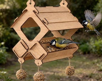 Bird Feeder House Laser cut Files, BirdHouse 3 mm thickness template, SVG PDF DXF Files for Laser Cutting