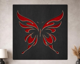 3D Multi Layer Butterfly SVG PDF DXF – 3 Layer Design for Laser Cutting | Wooden Wall Art | Layered Paper cut art Design Silhouette