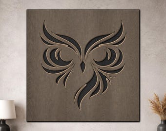 Multilayer Owl SVG PDF DXF – 3 Layer Owl Design for Laser Cutting | Wooden Owl Wall Art | Layered Wood Design