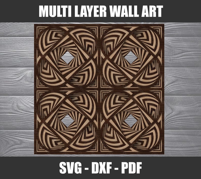 Layered Geometric 3D Mandala Wall Art Cutting Files – Spiral Illusion ...