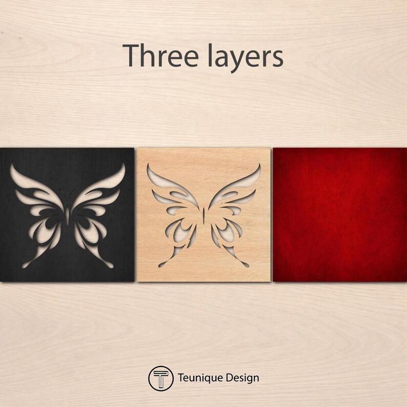 3D Multi Layer Butterfly SVG PDF DXF – 3 Layer Design for Laser Cutting ...