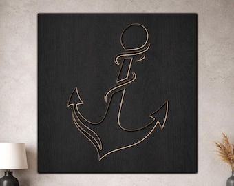 3 Layer Anchor Decor SVG, Nautical Wall Art Cut File, Coastal Beach House Laser Design