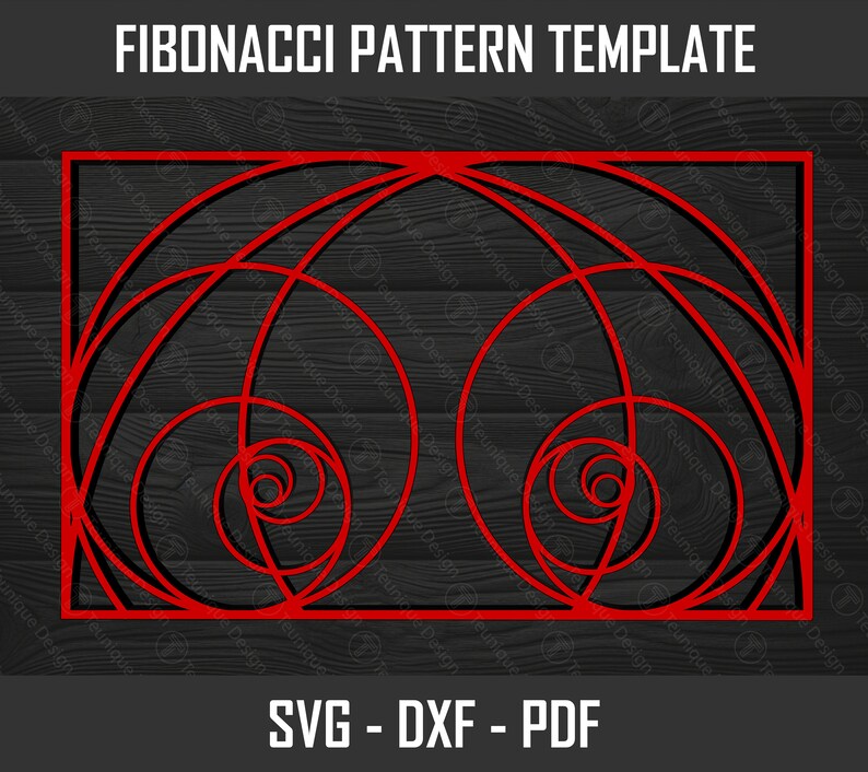 Fibonacci Sequence Vector Design, Golden Ratio Pattern Laser Cut DXF ...