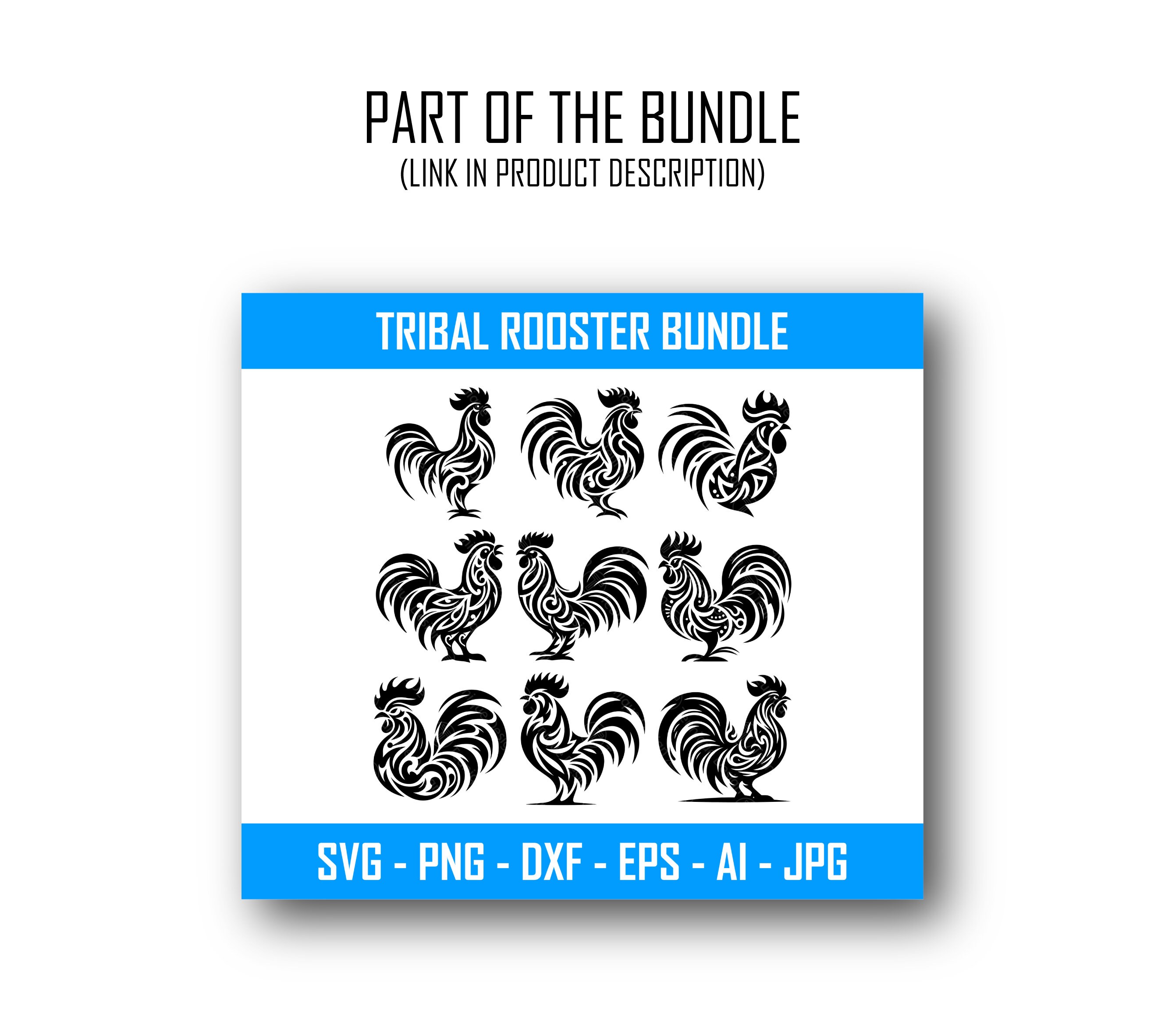 Roster Ranch Dxf File Tribal Rooster SVG, Vector Cut File for Cricut, Farm Animal Designs ...