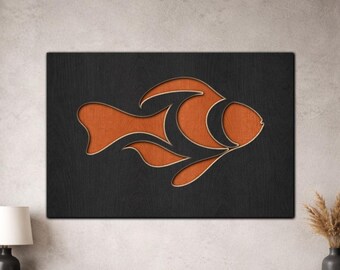 Multilayer Fish SVG PDF DXF – 3 Layer Fishes Design for Laser Cutting | Wooden Fish Wall Art | Layered Wood Design