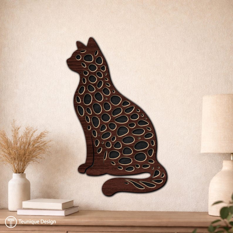 Multilayer Cat Laser Cut Files | Wall Art SVG PDF DXF – 3 Layer Cat ...