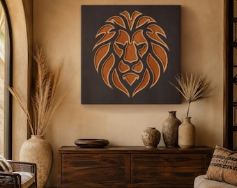 Lion Head SVG, Layered Lion Wall Art File, Man Cave Laser Cut Decor, Big Cat Design, Glowforge Cricut Download