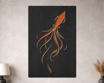 Multilayer Squid SVG PDF DXF – 3 Layer Fishes Design for Laser Cutting | Wooden Fish Wall Art | Layered Wood Design
