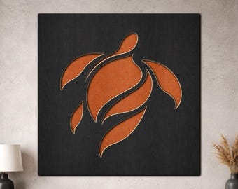 Layered Turtle SVG PDF DXF – 3 Layer Fishes Design for Laser Cutting | Wooden Sea Wall Art | Layered Wall art Design