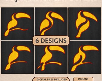 Toucan Bundle SVG – 6 Layered Toucan Designs for Laser Cutting, Cricut & Wood Wall Art
